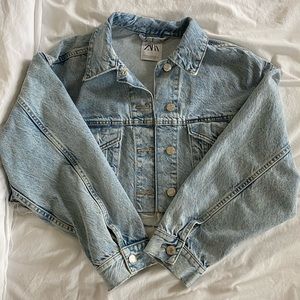 Zara Oversized Cropped Jean Jacket